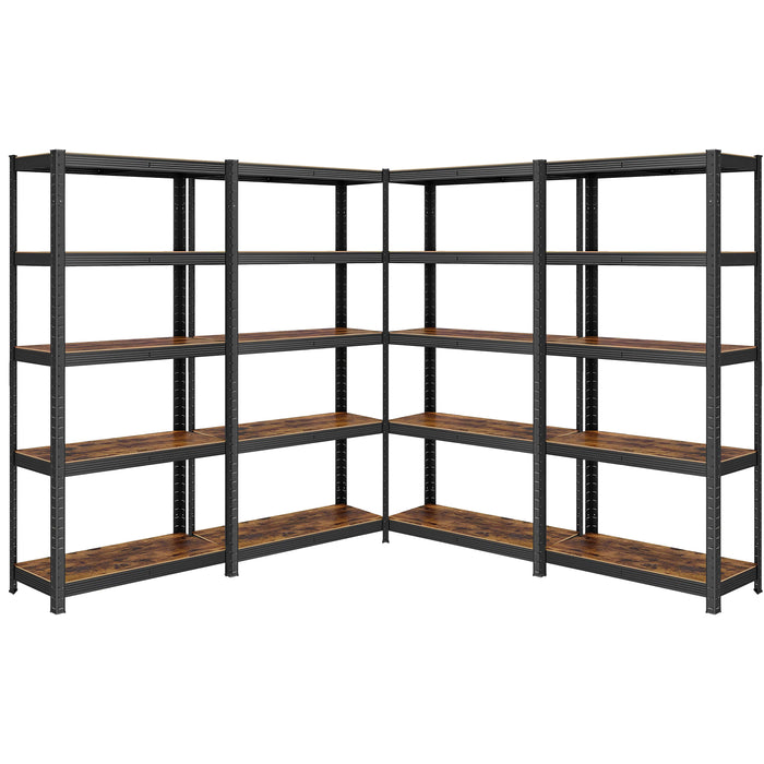 KIT 4 SCAFFALI 5 RIPIANI IN  ACCIAIO E MDF INDUSTRIAL 90x40x180