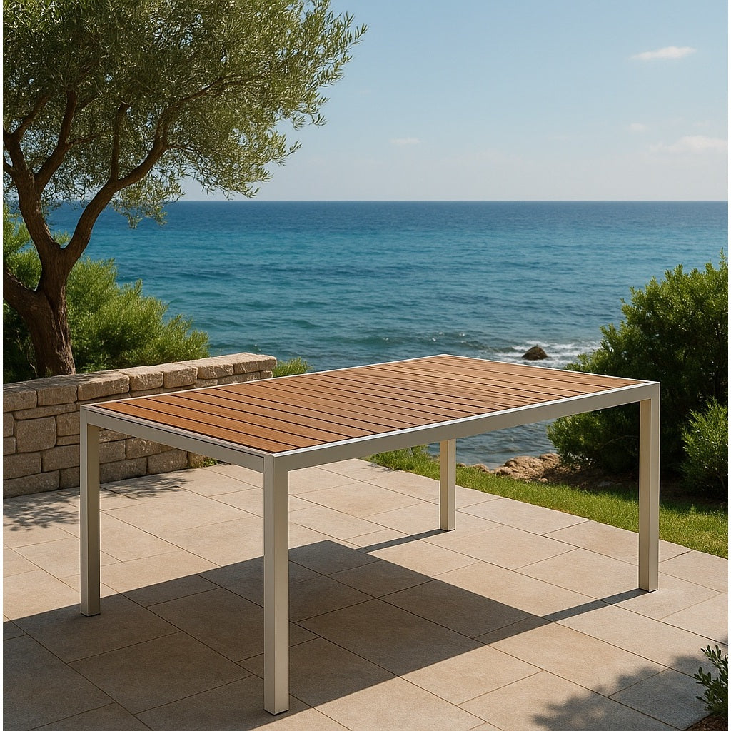 TAVOLO POLYWOOD 164-225X90XH75CM BIANCO DOGATO.