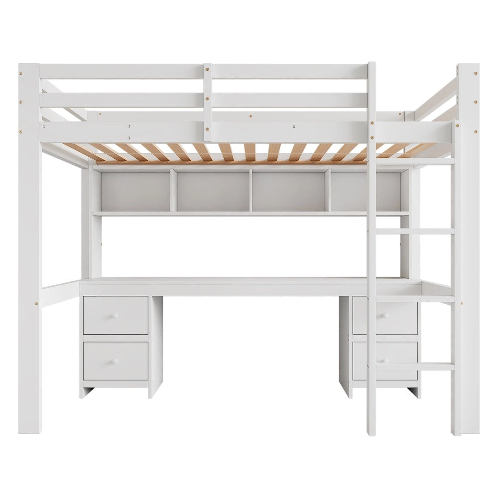 Letto a Soppalco con Scrivania e Contenitore ¨C MINIMAL ¨C Bianco 90x200