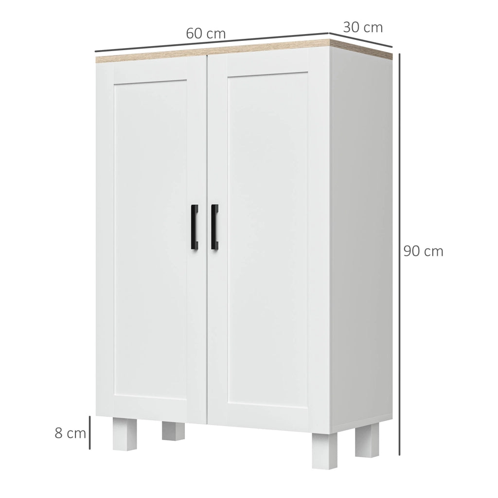 Mobile con 2 Porte e Ripiano Aggiustabile ¨C zephmum ¨C Bianco 60x30x90 cm