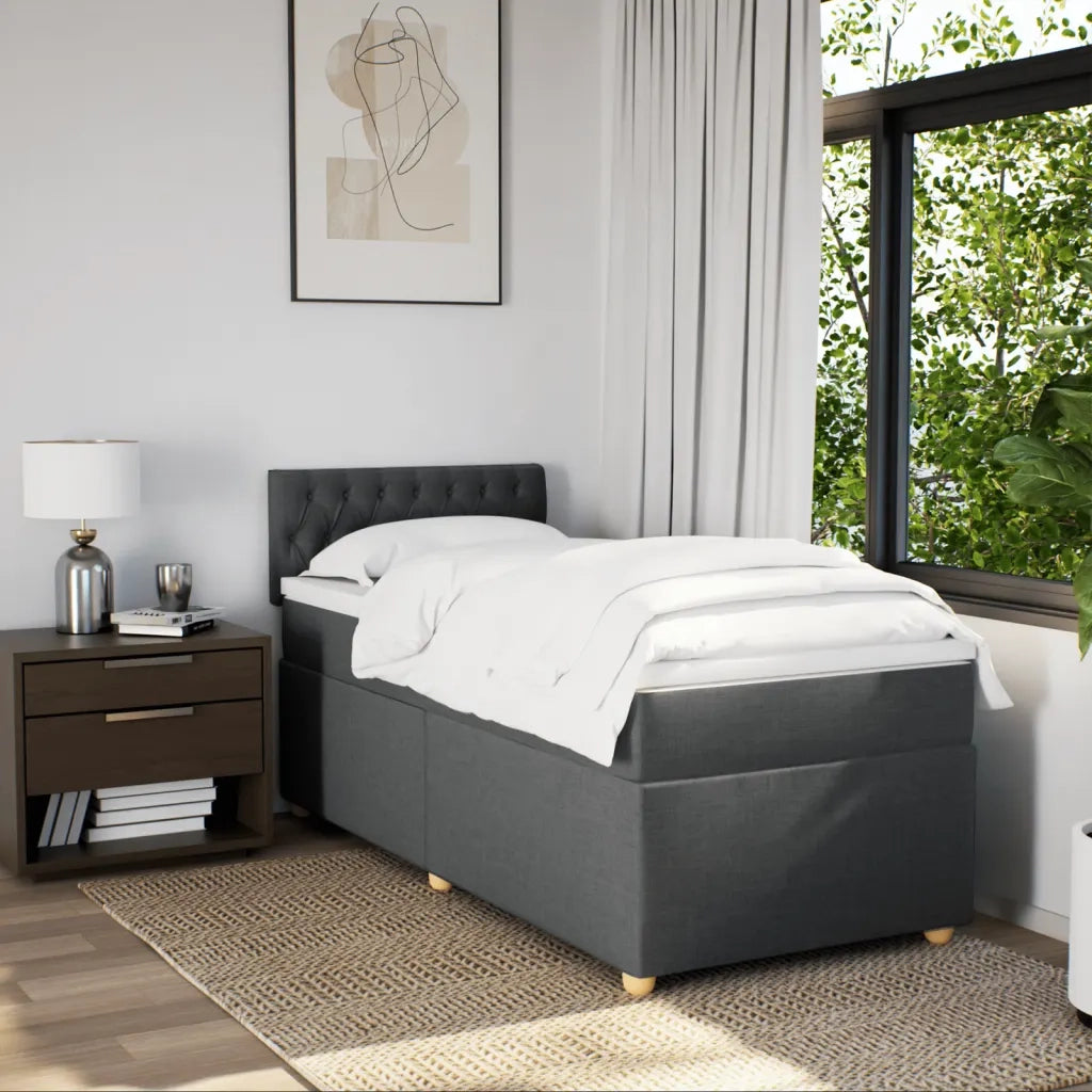 Giroletto a Molle con Materasso Grigio Scuro 80x200 cm Tessuto 3288815