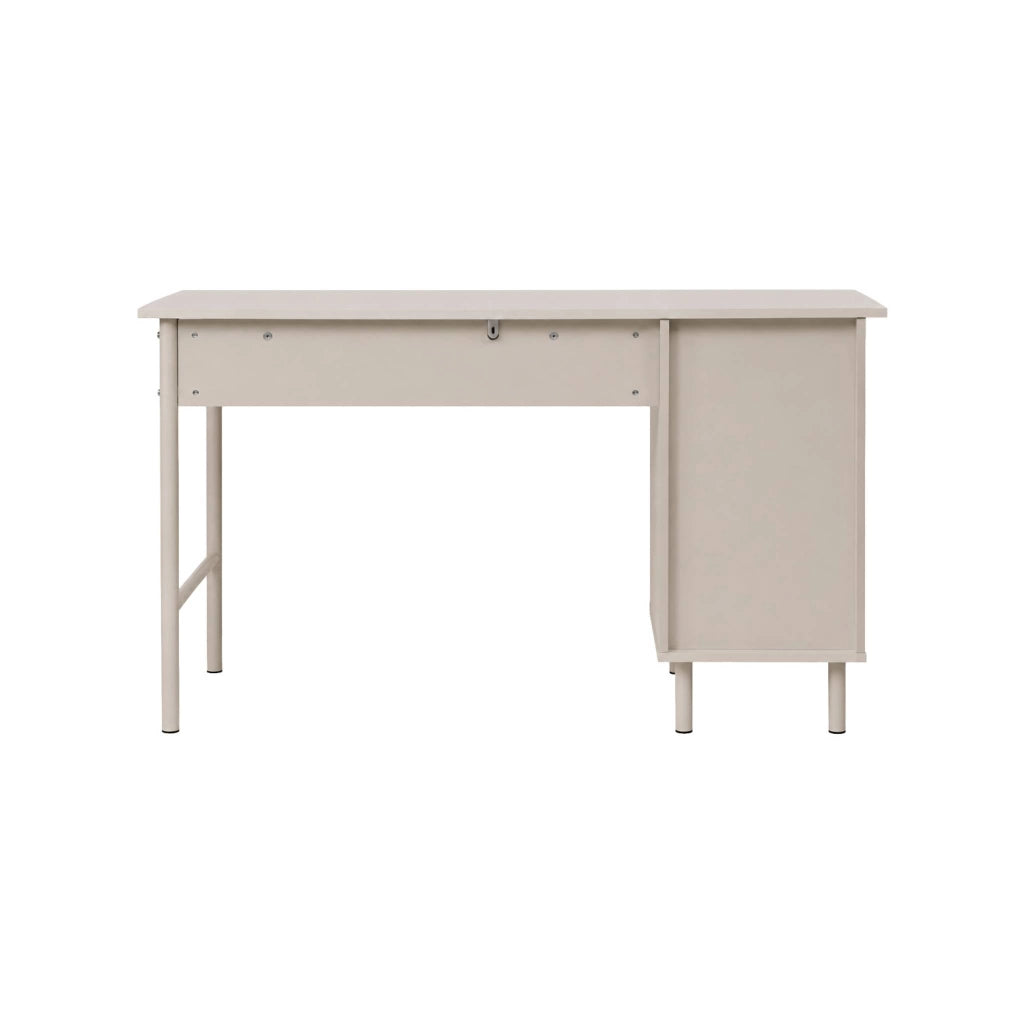 Scrivania decorata in legno e metallo 1 cassetto 1 anta, beige