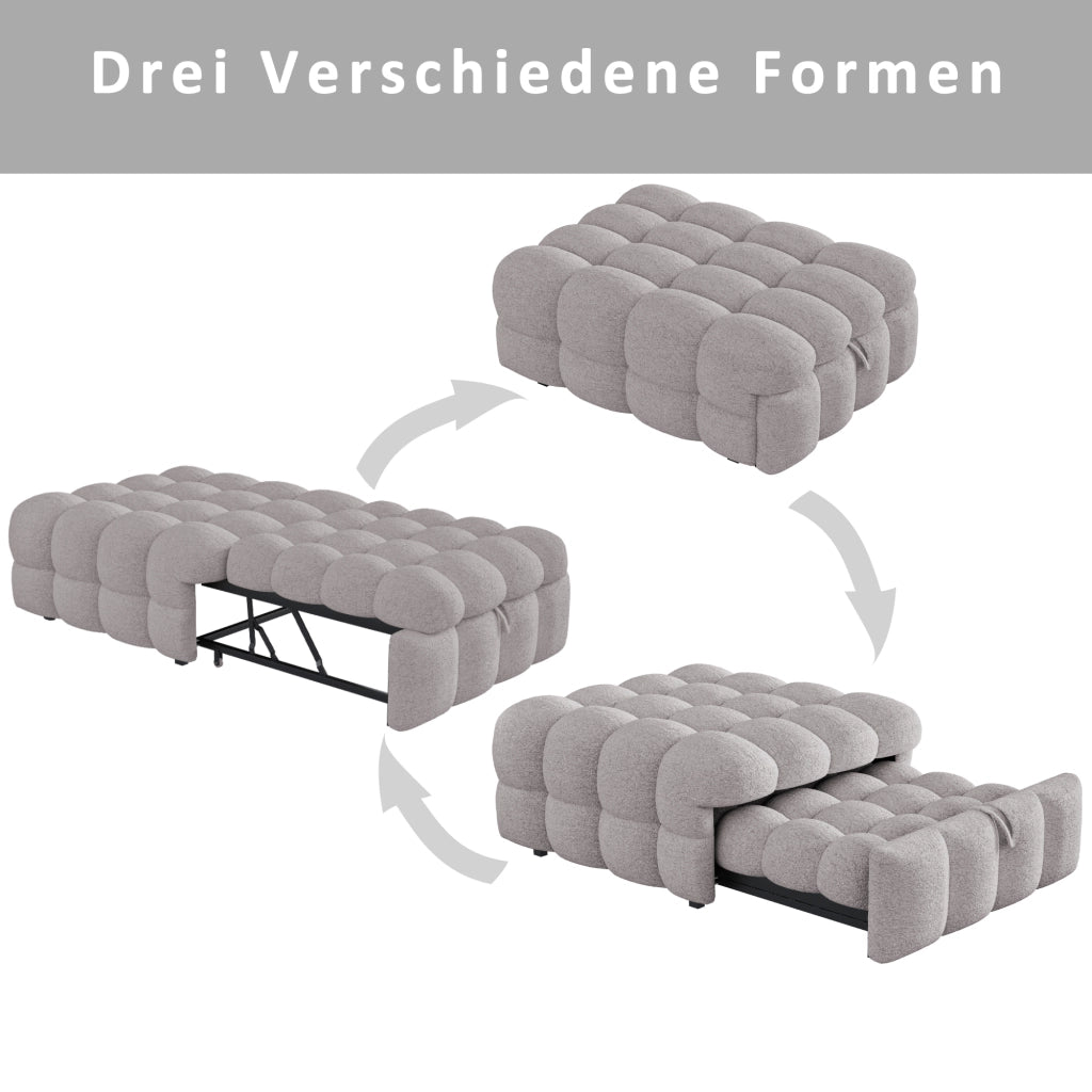 DESMIU Lit simple 183 × 76 cm 2 in 1, convertibile in divano, senza materasso, in Teddy, grigio