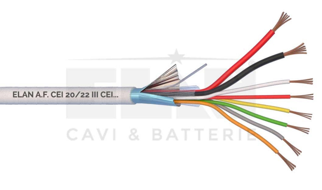 MATASSA CAVO ELAN ALLARME SCHERMATO 2X0,50+6X0,22 GUAINA IN PVC 025061 100MT