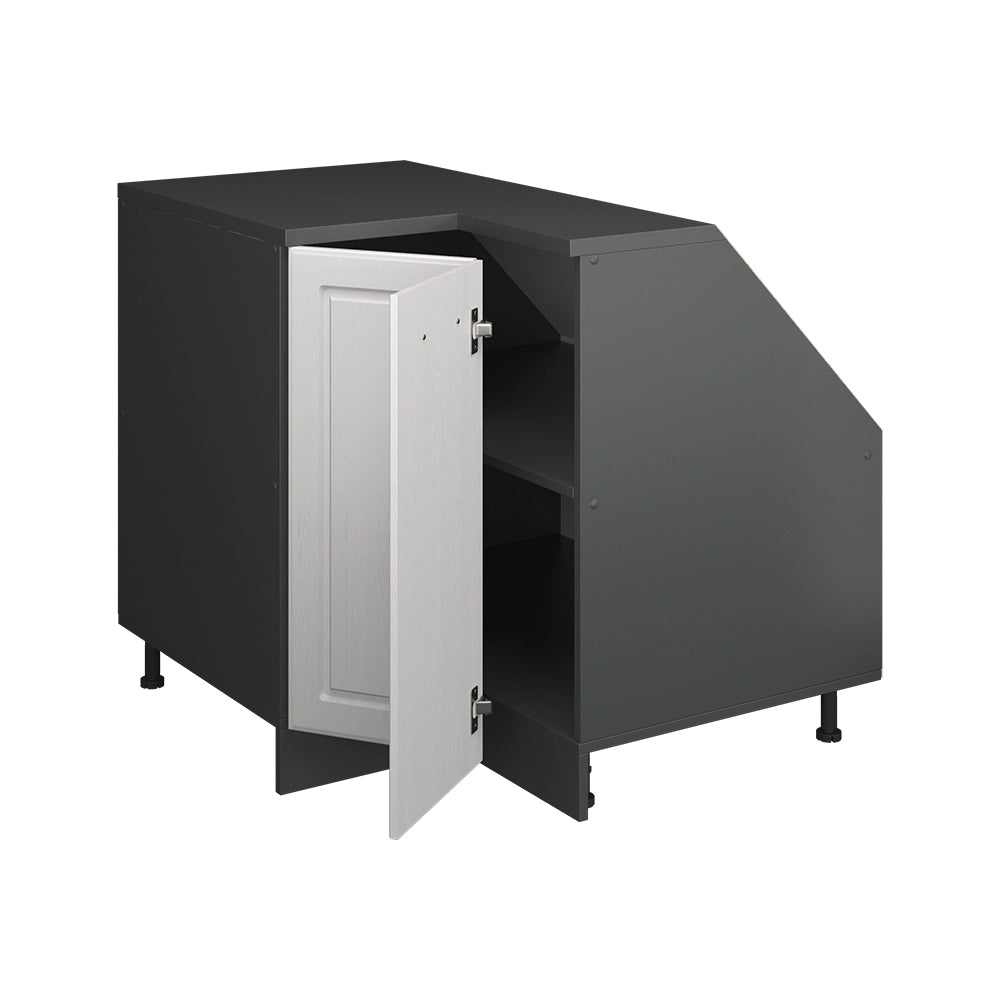 Mobile cucina angolare per sottotetto R-Line Bianco rustico/Antracite 75.6 cm con 1 porta, carcassa dell’armadio profondità 60 cm Vicco
