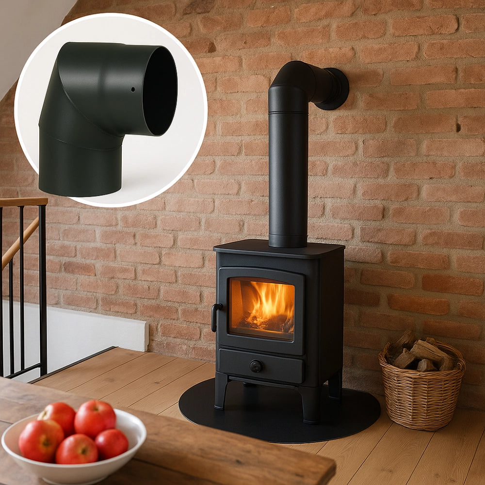 Curva a 90° elemento angolare modifica sezione canale fumo stufa pellet *** misura Ø 180 mm, confezione 1