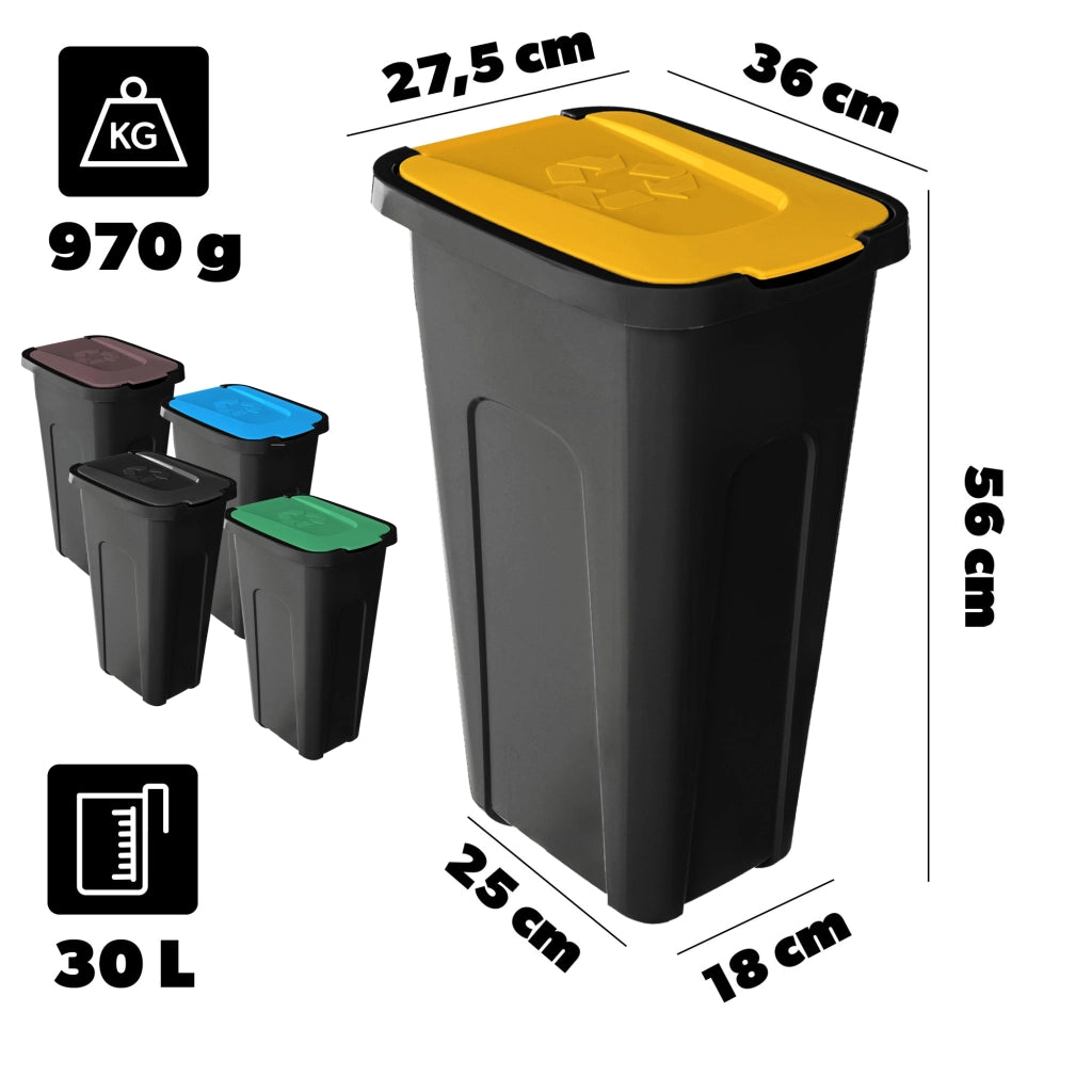 Set di 5 contenitori per la raccolta differenziata KADAX, secchio da 30 litri.