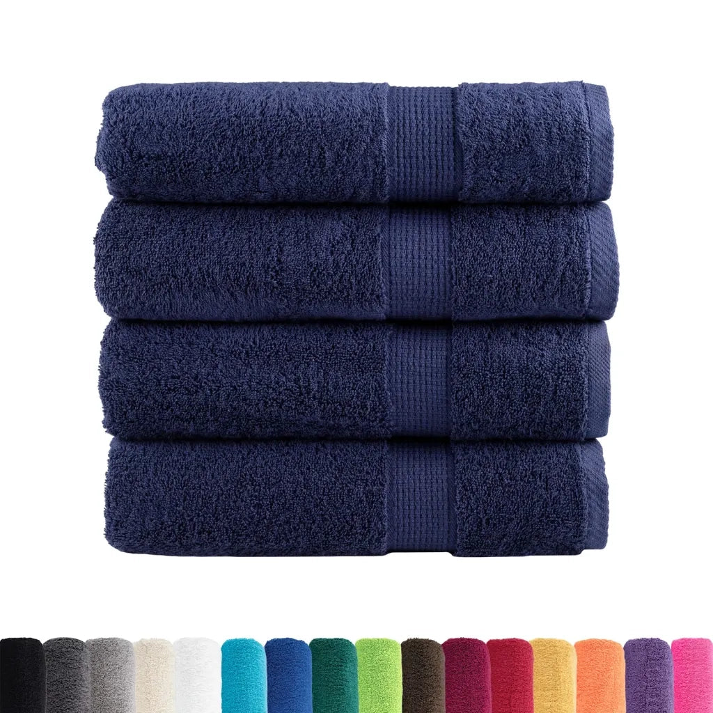 Asciugamani Premium SOLUND 4 pz Blu Navy 50x100 cm 600 g/m² 137258