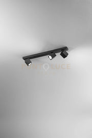 Plafoniera in alluminio colore nero Oddy attacco 3 luci GU10  orientabile 6x6cm