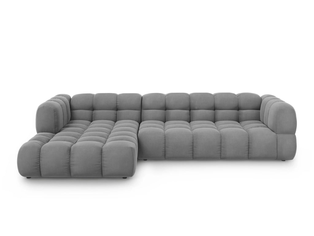 Cosmopolitan Design - Divano angolare modulare sinistro "Sky" 4 posti in velluto grigio chiaro 