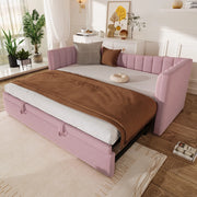 Letto pieghevole con estrazione velluto rosa 90x200 cm
