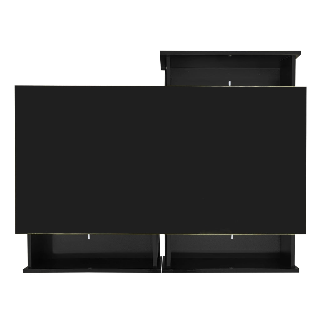 Tavolino da caffè 100x50x40 cm; con LED e 3 cassetti; finitura lucida; truciolato; nero e oro