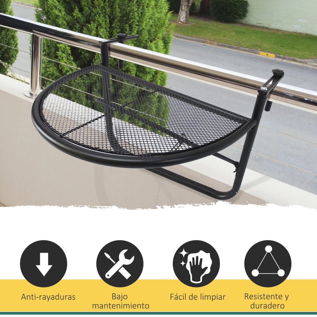 Tavolo da balcone semicircolare ¨C zephmum ¨C regolabile in altezza 60x47x50 cm