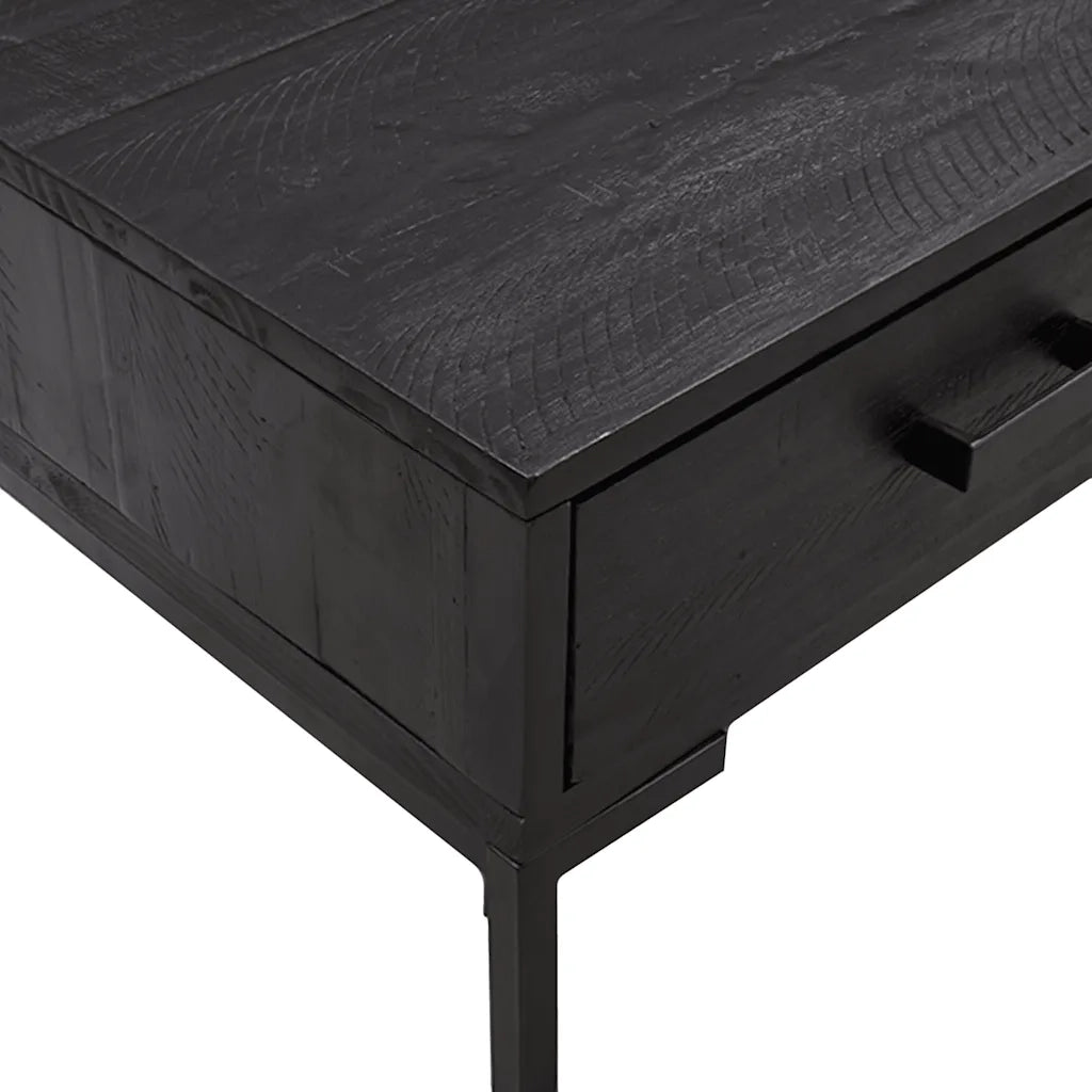 Tavolino da Salotto-Tavolino da soggiorno-Tavolo Nero 90x50x35 cm in Legno Massello di Pino