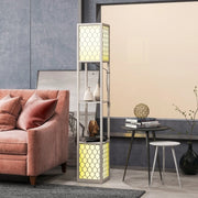 Lampada da terra moderna con 2 ripiani grigio chiaro, 26 x 26 x 156 cm