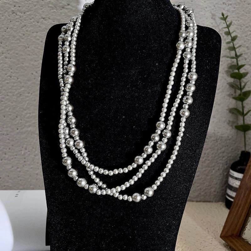 Collana di perle multistrato fatta a mano, regalo di Natale o compleanno.