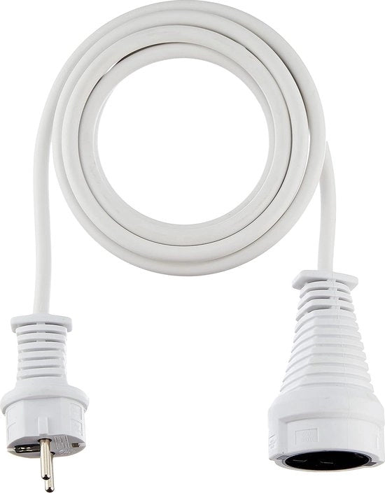 Cavo di allungamento in plastica di alta qualità con connettore e cavo metallico (estensione per interni con 2m di cavo) bianco