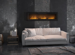 Camino a Bioetanolo da Parete/Incasso 180x49 cm Frame 1800 Nero con Vetro