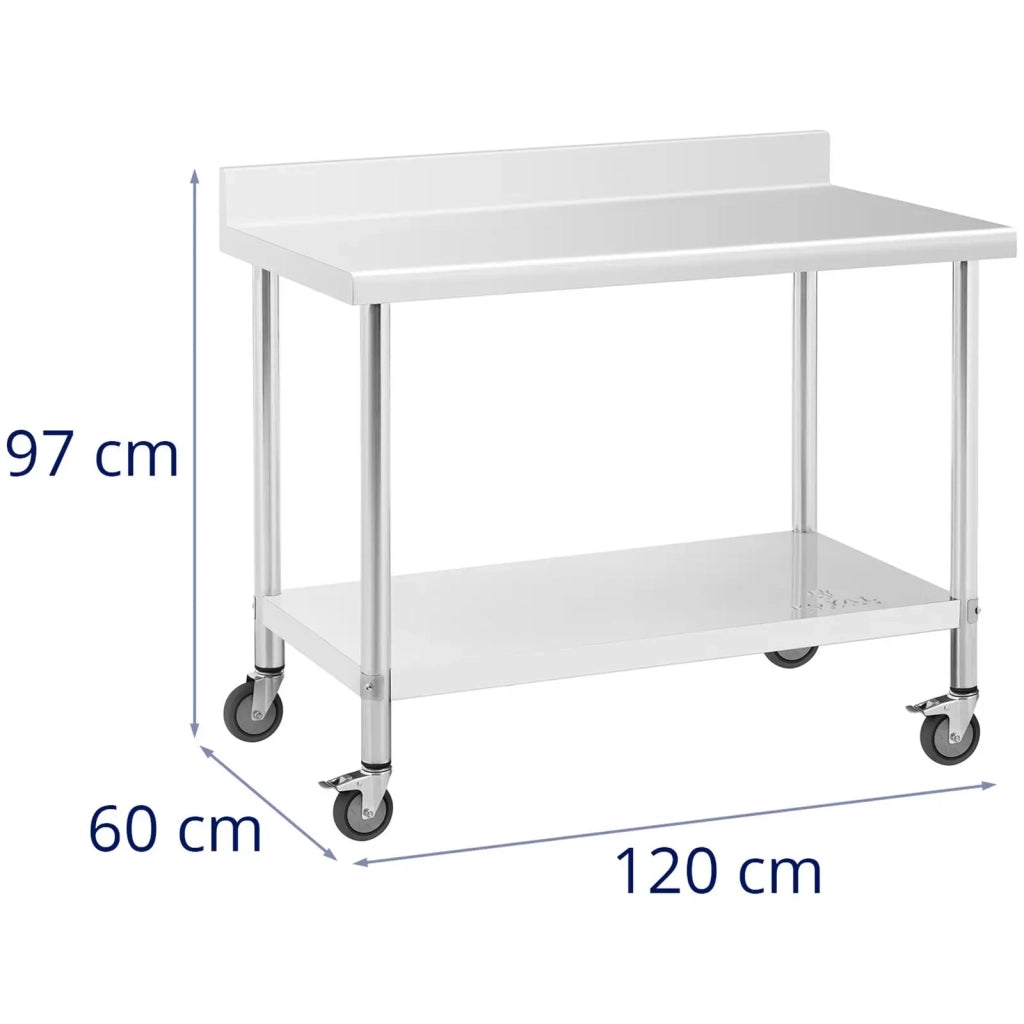 Tavolo da lavoro professionale da cucina Premium 60 x 120 cm 158 kg paraschizzi in acciaio inox 14_0010018