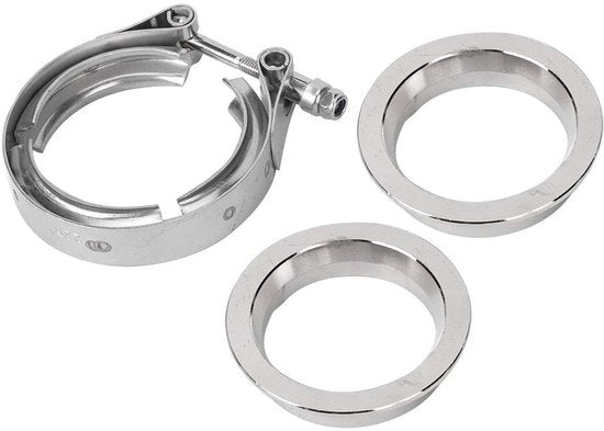 V-banda klemset in acciaio inossidabile - Slangklem per tubi - Duraturo e affidabile - Colore argento - Adatto per tubo di scarico - 2,25 pollici - 57 mm