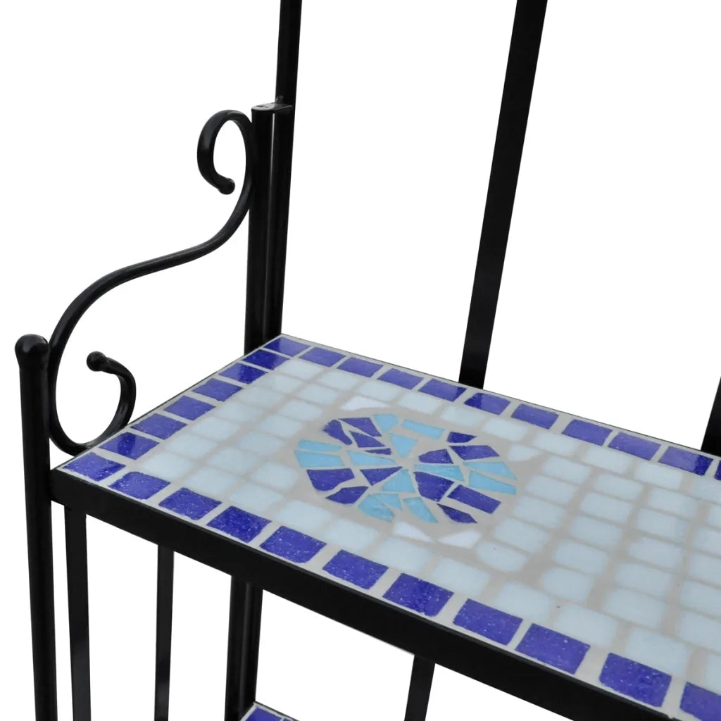 Stand per Piante a Mosaico Blu e Bianco  cod mxl 72850