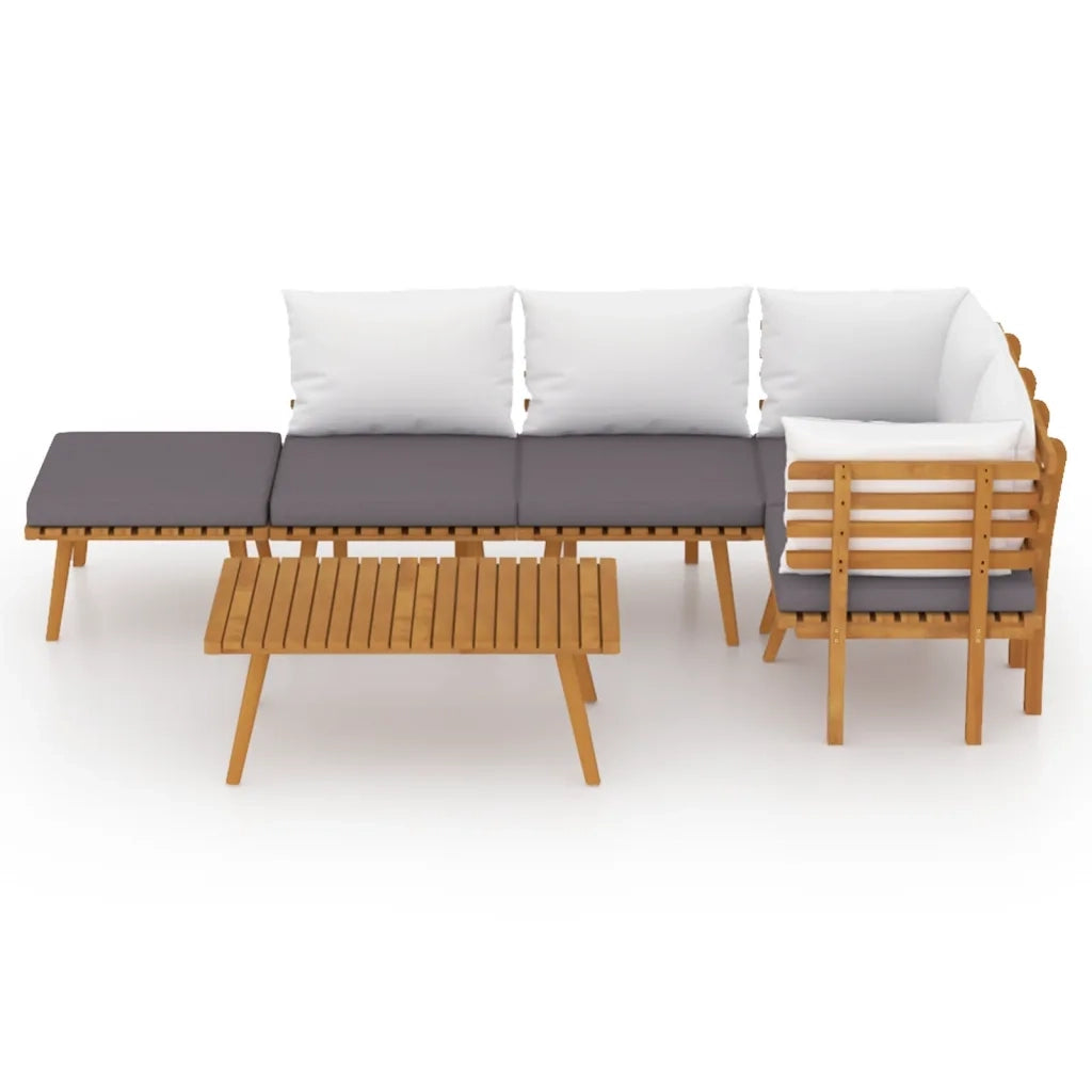 Set Divani da Giardino 6 pz con Cuscini in Massello di Acacia 3087026