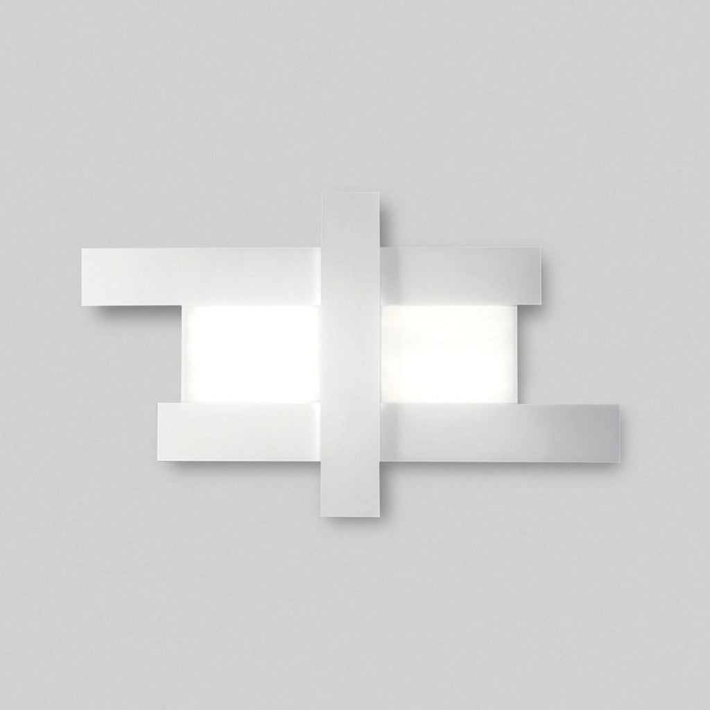 Applique led design moderno 50W bianca - Struttura geometrica in acciaio, luce calda 3000K, 2620lm, larghezza 104 cm, IP20