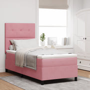 Letto dal Box Spring  con Materasso e LED Rosa 90x190 cm in Velluto