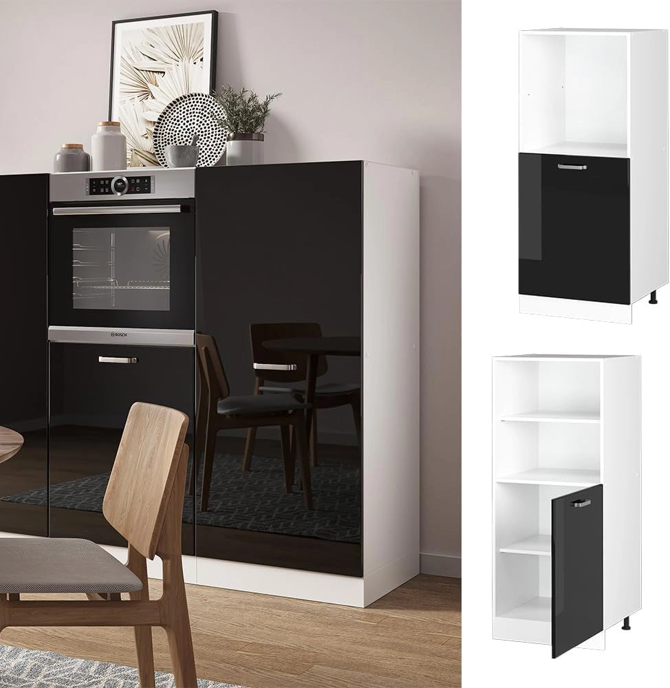 Mobile per forno da incasso R-Line, Nero lucido, 60 cm, per la libera combinazione all'interno di sistemi cucina modulari