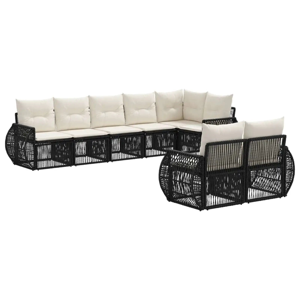 Set Divano da Giardino 8 pcs Nero e Bianco Crema polyrattan 3435478