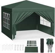 Gazebo da Giardino Richiudibile 3x3m Gazebo da Esterno Ferro Regolabile in Altezza Tendone Pieghevole con Telo Idrorepellente, Protezione Solare, Facile Montare Verde