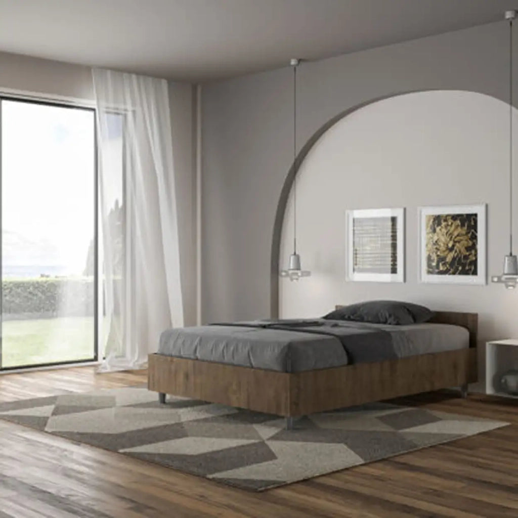 Letto una piazza e mezza contenitore 120x190 noce Nuamo