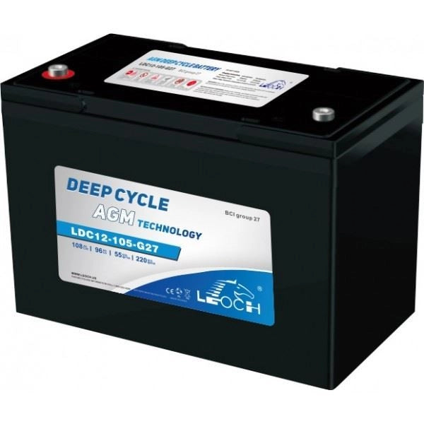 LEOCH LDC12-105-G27-T 12 V 104 ah LP SERIE BATTERIA AGM PIOMBO ACIDO