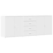 Credenze 3 pz | Madia | Buffet da pranzo | Armadio da pranzo Bianco in Legno Multistrato