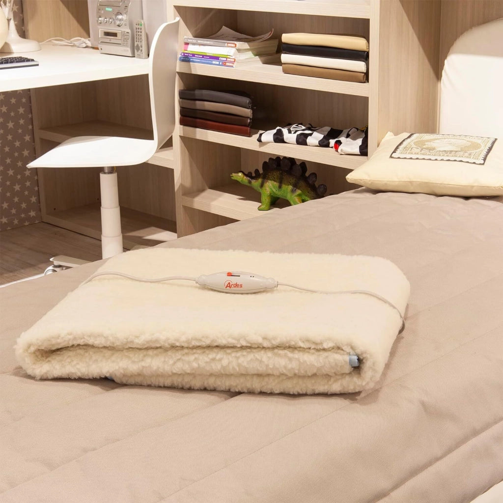 ARDES - AR412 Scaldaletto Singolo Elettrico MORPHEO Coperta Riscaldante 2x60W Scalda Letto Singolo Elettrico 2 Zone Riscaldamento Termocoperta Elettrica Misto Lana Lavabile a Mano Singolo 50% Lana