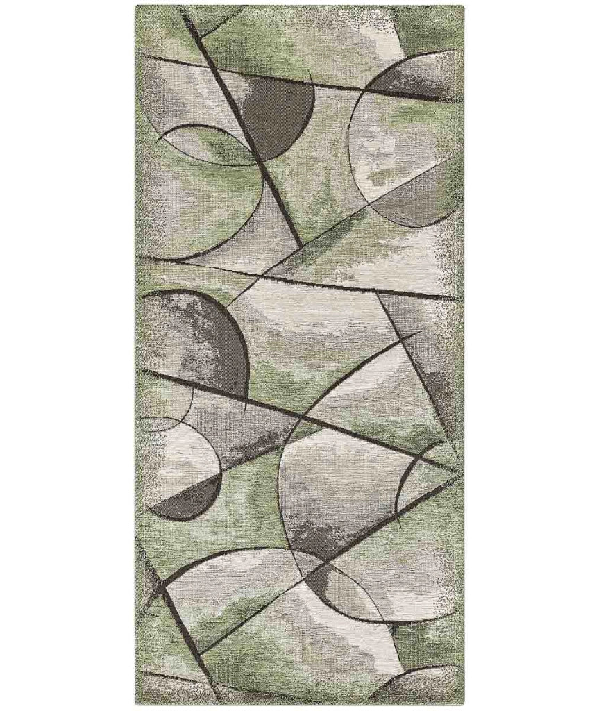 Tappeto moderno UNIVERSO VERDE astratto quadro arte contemporanea, passatoia cucina multiuso lavabile in lavatrice e anti-scivolo cm.55x140