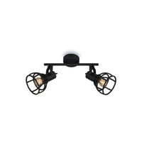 Plafoniera Vintage Korbo Acciaio Nero 4 Luci E14 Ip20