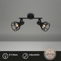 Plafoniera Vintage Korbo Acciaio Nero 4 Luci E14 Ip20