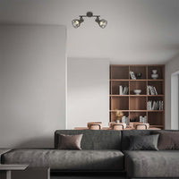 Plafoniera Vintage Korbo Acciaio Nero 4 Luci E14 Ip20