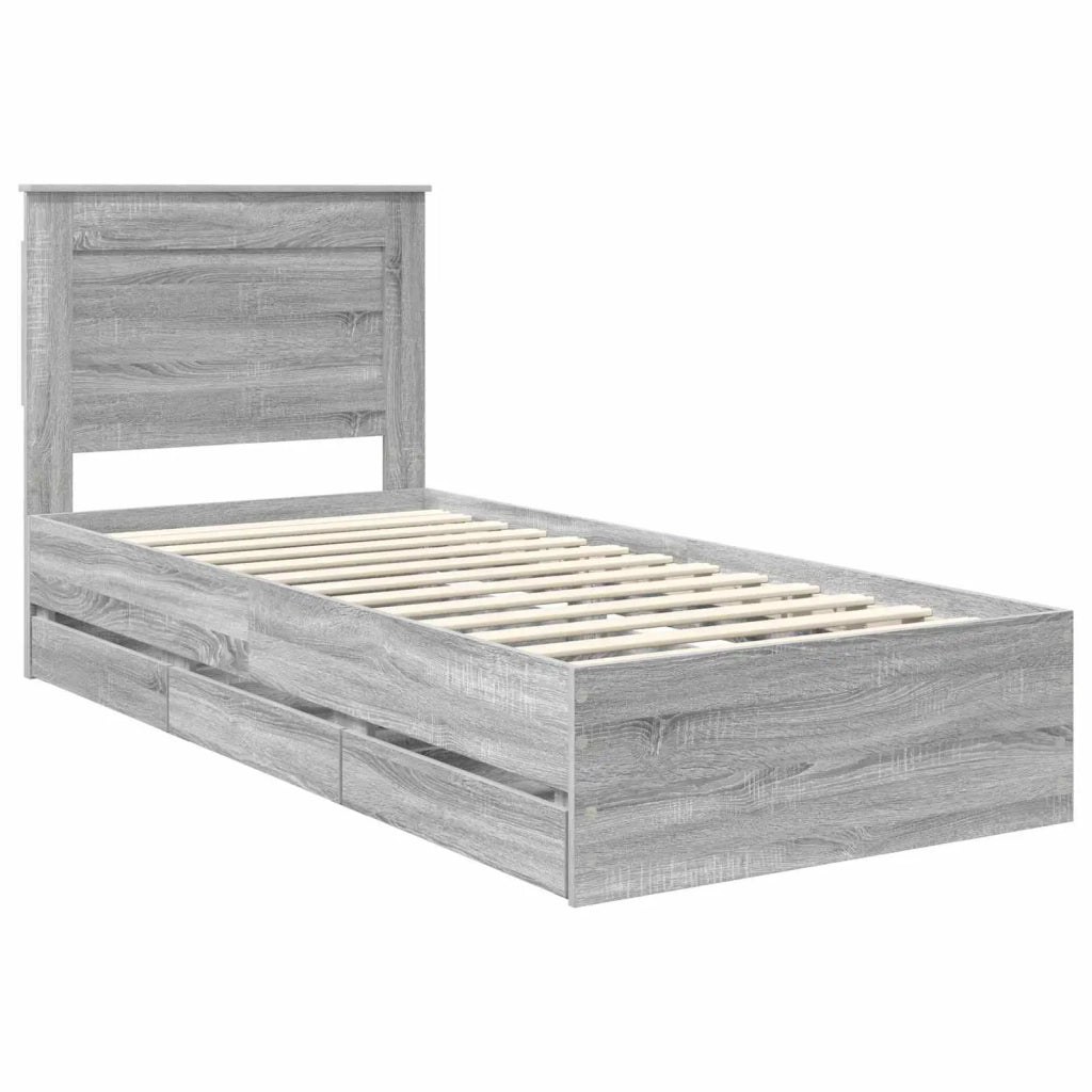 Struttura del letto con cassetto Grigio Sonoma 100 x 200 cm