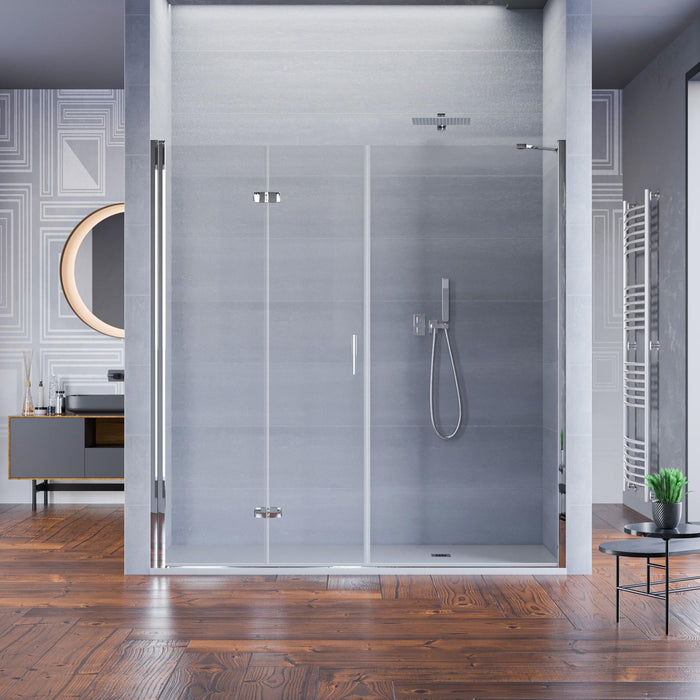 Porta Parete Doccia 135 cm 1 anta a Libro in Cristallo trasparente 6mm H195 Bonussi Lorena