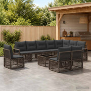Set Divano da Giardino 11 pz Grigio polyrattan 3435743