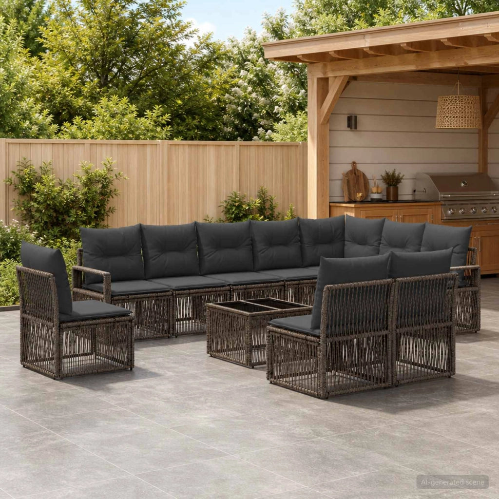 Set Divano da Giardino 11 pz Grigio polyrattan 3435743