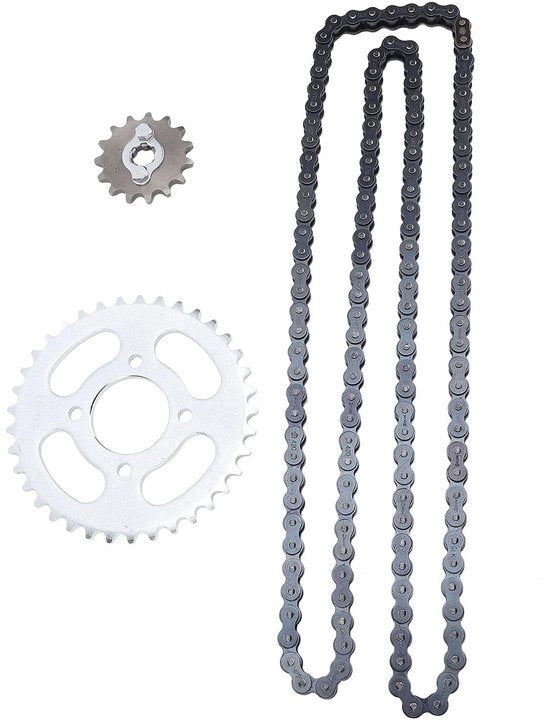 Set di catene di ricambio - 420 catena - 420 denti 15T - 420 denti 37T - ruota d'avanti - ruota d'indietro - Alta Resistenza - Materiale Duraturo - Sistema di Trasmissione