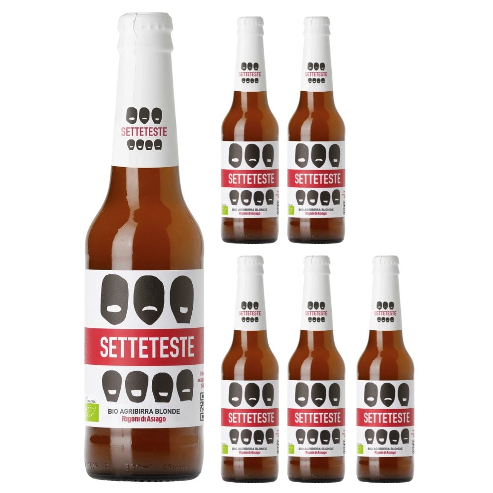 Setteteste birra artigianale bio blonde ale non filtrata di puro malto 6x33 cl