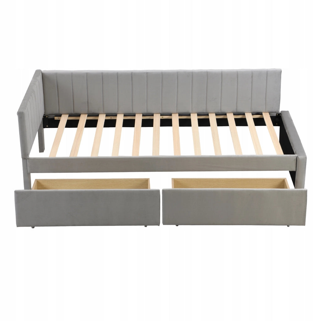 Divano letto 90x200 - Xylo - Grigio velluto, 2 cassetti