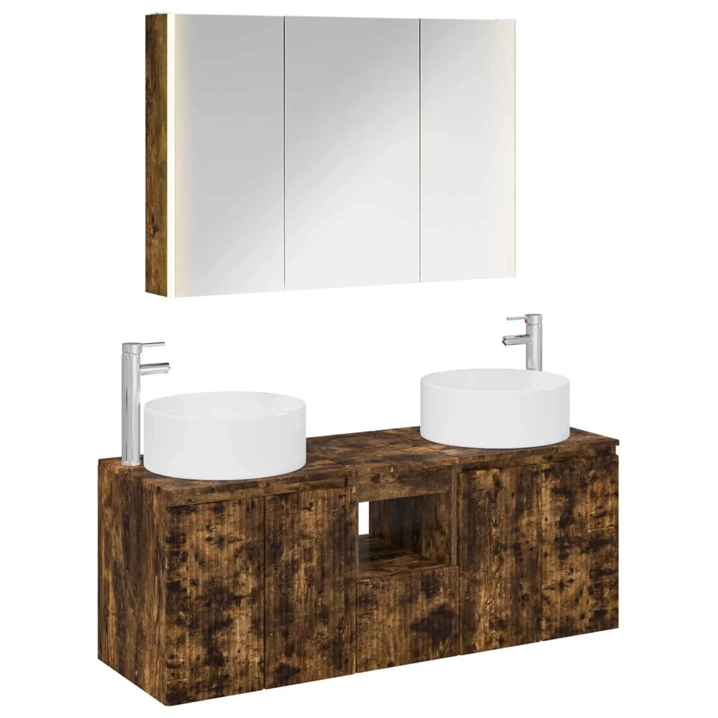 Set di Armadi da Bagno 4 pcs Rovere Fumo 103,5 x 15,5 x 70 cm 3406587