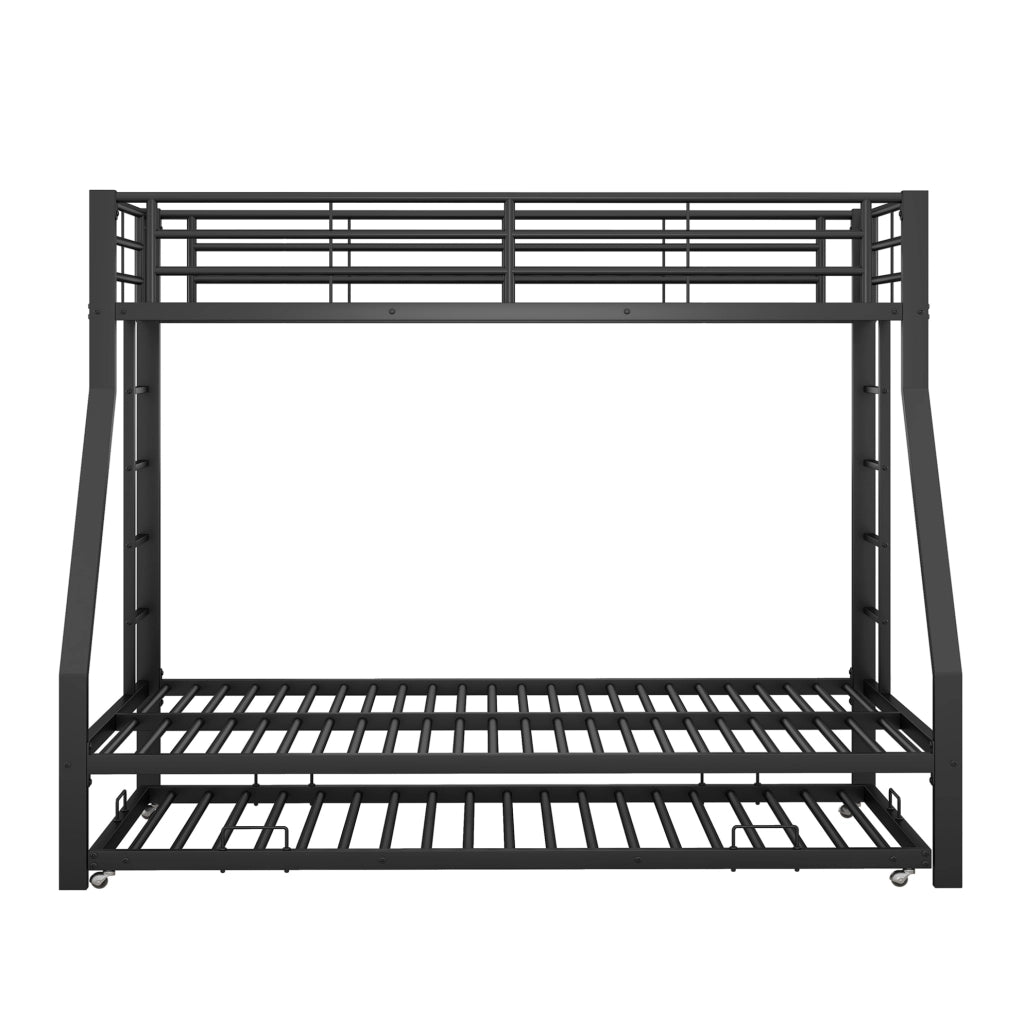 Letto a castello in metallo nero 90x200/140x200 cm con letto estraibile