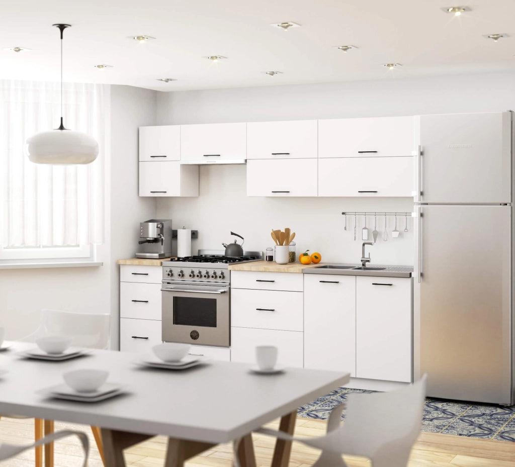AKORD Set di Mobili da Cucina OLIWIA G2 240 cm Bianco 240 cm 10 ante 6 cassetti 240x46x203 cm