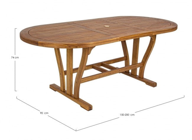 Tavolo Ovale Allungabile Legno Marrone da Esterno 150–200 - SERENITY